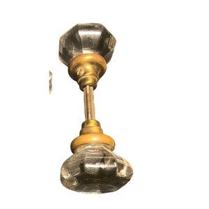 Vintage Crystal 8 Point Door Knob with Brass Cylinder 2.25" Diameter
